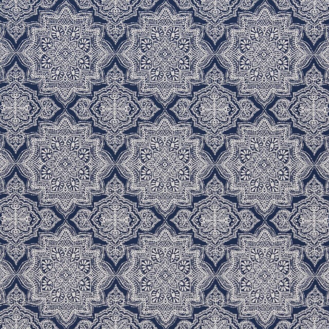 Indigo Mandala - Blue Abstract & Geometric,Global Upholstery Fabric 54 Inches"